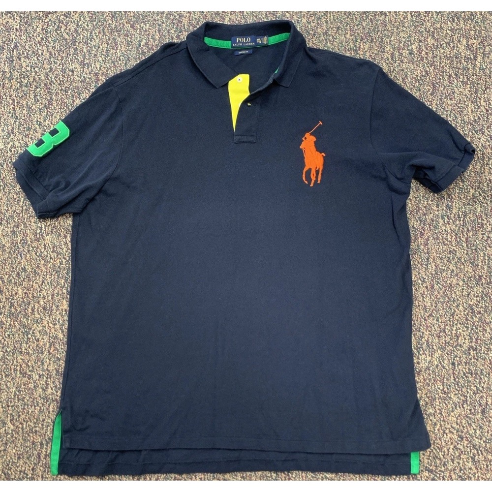 Polo Ralph Lauren Men's XXL Big Pony Number 3 Short Sleeve Polo Rugby Style GUC